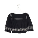 DEREK LAM 10 CROSBY EMBROIDRED 3/4 SLEEVE DESIGNER BLOUSE BLACK WHITE 10