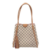 LOUIS VUITTON DAMIER AZUR "PROPRIANO" TOTE LUXE HANDBAG BEIGE 9”x9.5x5”