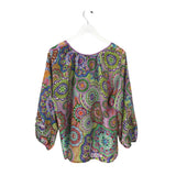 JOHNNY WAS NWT$248 SILK PRINT LONG SLEEVE DESIGNER BLOUSE MULTI PXL