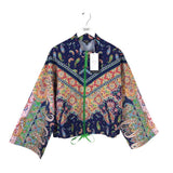 JOHNNY WAS NWT$295 ZIP PRINT LONG SLEEVE DESIGNER JACKET MULTI NAVY XLARGE