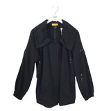ST JOHN BELTED SNAPS DESIGNER COAT BLACK MEDIUM