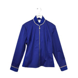 ST JOHN SPORT EMBROIDERED TRIM ZIP DESIGNER JACKET BLUE MEDIUM