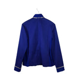 ST JOHN SPORT EMBROIDERED TRIM ZIP DESIGNER JACKET BLUE MEDIUM