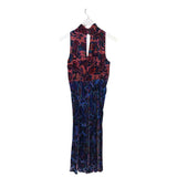 MOULINETTE SOEURS RET$258 VELVET BURNOUT SLEEVELESS MIDI' DESIGNER DRESS CORAL BLUE 8