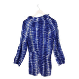 ST JOHN SILK BLEND ZIP LONG SLEEVE DESIGNER JACKET BLUE WHITE MEDIUM