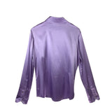 ST JOHN SATIN LONG SLEEVE DESIGNER BLOUSE LAVENDER 10