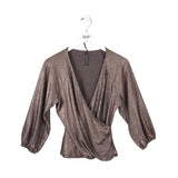 ANTHROPOLOGIE METALLIC 3/4 SLEEVE TOP BRONZE XSMALL