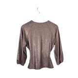 ANTHROPOLOGIE METALLIC 3/4 SLEEVE TOP BRONZE XSMALL