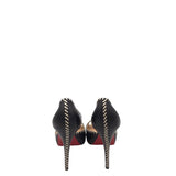 CHRISTIAN LOUBOUTIN WHIPSTITCHED D'ORSAY PEEP-TOE HEELS LUXE SHOES BLACK/WHITE 41