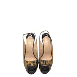 CHRISTIAN LOUBOUTIN NO PRIVE PEEP-TOE SLINGBACK LUXE SHOES GOLD/BLACK 40.5