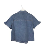 CHICO'S DENIM EMBROIDERED SHORT SLEEVE BLOUSE BLUE 1