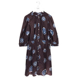 3/4 SLEEVE DESIGNER DRESS BROWN BLUE LARGE