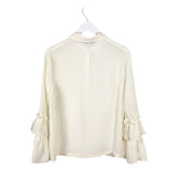 BADGLEY MISCHKA NWT$330 RUFFLE LONG SLEEVE DESIGNER BLOUSE CREAM 8
