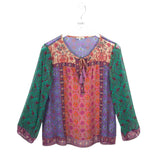 JOIE SILK FLORAL LONG SLEEVE DESIGNER TOP MULTI SMALL