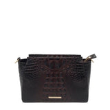 BRAHMIN CROC EMBOSSED CROSSBODY HANDBAG BLACK BROWN 11”x6”x4”