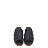 LEATHER WEDGE SLIDE SHOES BLACK 9.5