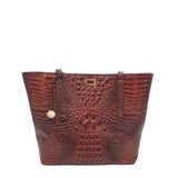 BRAHMIN LARGE CROC EMBOSSED TOTE HANDBAG RUST
