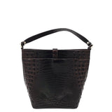 BRAHMIN CROC EMBOSSED SHOULDER HANDBAG BLACK BROWN 13”x11”x5.5”