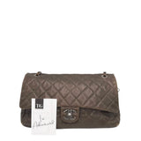 CHANEL CALFSKIN "NEW PORTOBELLO" TOTE LUXE HANDBAG BRONZE