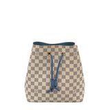 LOUIS VUITTON DAMIER AZUR NEO NOE MM BUCKET LUXE HANDBAG BEIGE 9”x9.5”x7”