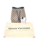 LOUIS VUITTON DAMIER AZUR NEO NOE MM BUCKET LUXE HANDBAG BEIGE 9”x9.5”x7”
