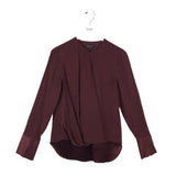 RAG & BONE 100% SILK LONG SLEEVE DESIGNER TOP MAROON SMALLP