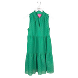 LILLY PULITZER EMBROIDRED SLEEVELESS DESIGNER DRESS GREEN SMALL