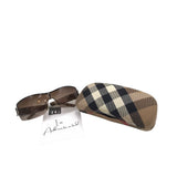 BURBERRY SHIELD B3043 w/ CASE LUXE SUNGLASSES BROWN