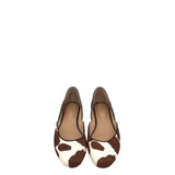 CHICO'S COWHIDE FLAT SHOES WHITE BROWN 6.5