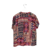 JOHNNY WAS PRINT CAP SLEEVE DESIGNER TOP MULTI MEDIUM
