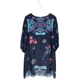 JADE BY JOHNNY WAS FLORAL 3/4 SLEEVE DESIGNER DRESS NAVY LAVENDER MEDIUM