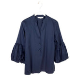 TRINA TURK PUFF 3/4 SLEEVE DESIGNER TOP NAVY SMALL
