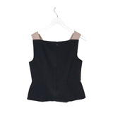 BCBGMAXAZRIA PEPLUM SLEEVELESS DESIGNER TOP BLACK BEIGE MEDIUM