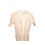 LAFAYETTE 148 RIB KNIT SHORT SLEEVE DESIGNER TOP CREAM MEDIUM
