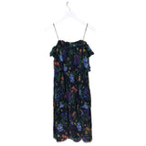 CLUB MONACO SILK COLD-SHOUDLER DRESS BLACK BLUE 0