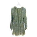 RAMY BROOK LONG SLEEVE MINI DESIGNER DRESS GREEN YELLOW MEDIUM