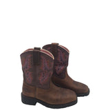 ARIAT EMBROIDERED SQUARE TOE BOOTS BROWN RUST 6.5M