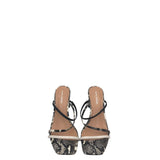 MARC FISHER PYTHON STRAPPY BLOCK HEEL SHOES WHITE BLACK 9M