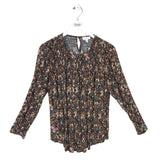 J. JILL FLORAL LONG SLEEVE TOP BLACK BROWN LARGEP