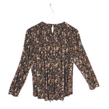 J. JILL FLORAL LONG SLEEVE TOP BLACK BROWN LARGEP