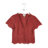 REPUBLIC EYELET SHORT SLEEVE TOP RUST SMALLP