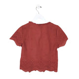 REPUBLIC EYELET SHORT SLEEVE TOP RUST SMALLP