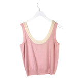 ST JOHN KNIT TANK DESIGNER TOP PINK CREAM MEDIUM