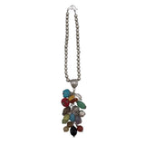 .925 CLUSTER GEMSTONES PENDANT NECKLACE SILVER MULTI