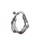 TORY BURCH 3 STRAND LOGO BRACELET SILVER