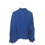 KOBI HALPERIN BEADED LONG SLEEVE DESIGNER BLOUSE BLUE BLACK XL