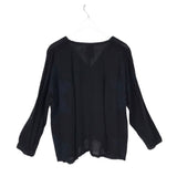 JOHNNY WAS EMBROIDERED LONG SLEEVE DESIGNER BLOUSE BLACK LARGE