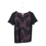 YOANA BARASCHI EMBROIDERED SHORT SLEEVE TOP BLACK PINK MEDIUM