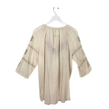 3J WORKSHOP EMBROIDERED 3/4 SLEEVE DESIGNER TOP CREAM RED XLARGE
