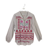 3J WORKSHOP EMBROIDERED LONG SLEEVE DESIGNER TOP GREY MULTI XLARGE